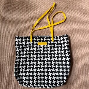 Vera Bradley Black and White Houndstooth Tote with Yellow Straps